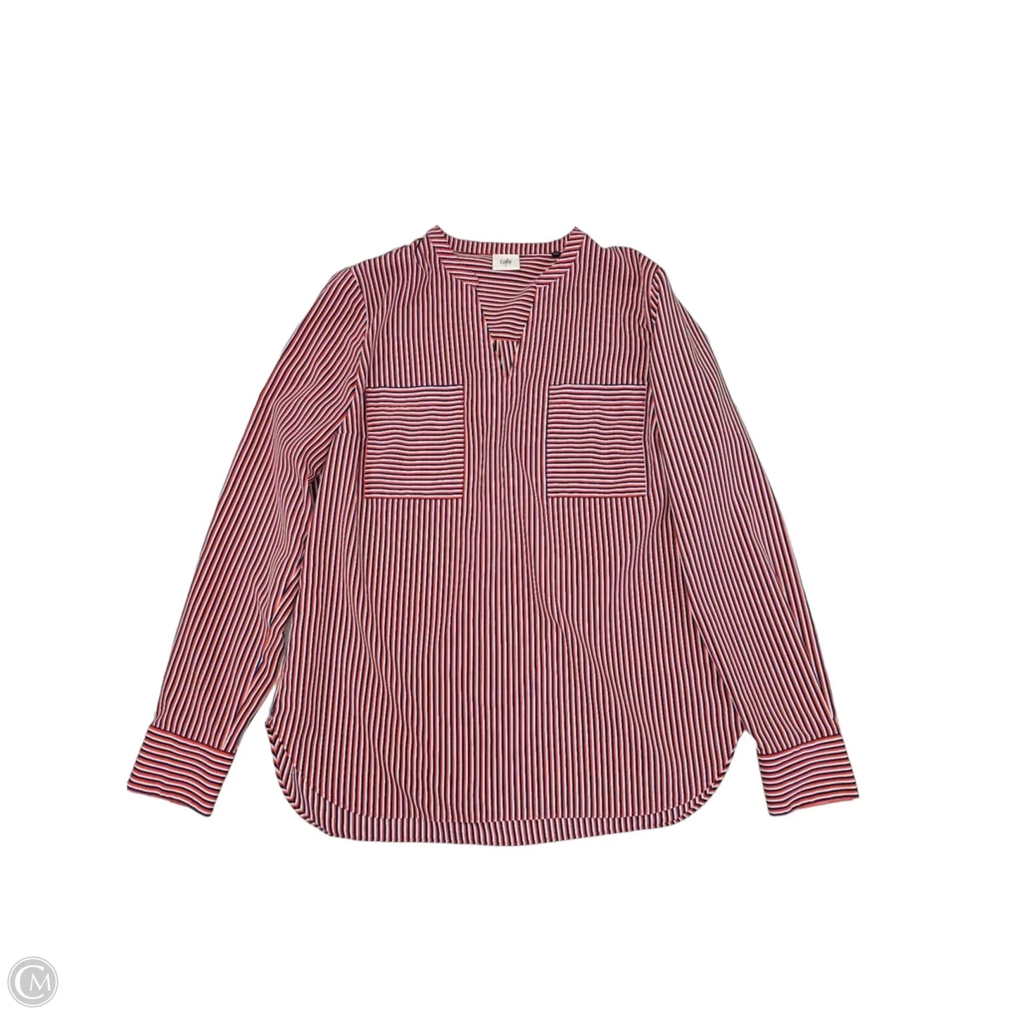 Top Long Sleeve By Cabi In Blue Red & White, Size: S