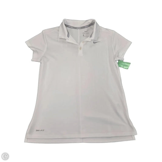 Athletic Top Short Sleeve By Nike In White, Size: L