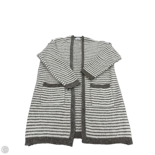 Sweater Cardigan By Carly Jean In Brown & Cream, Size: M