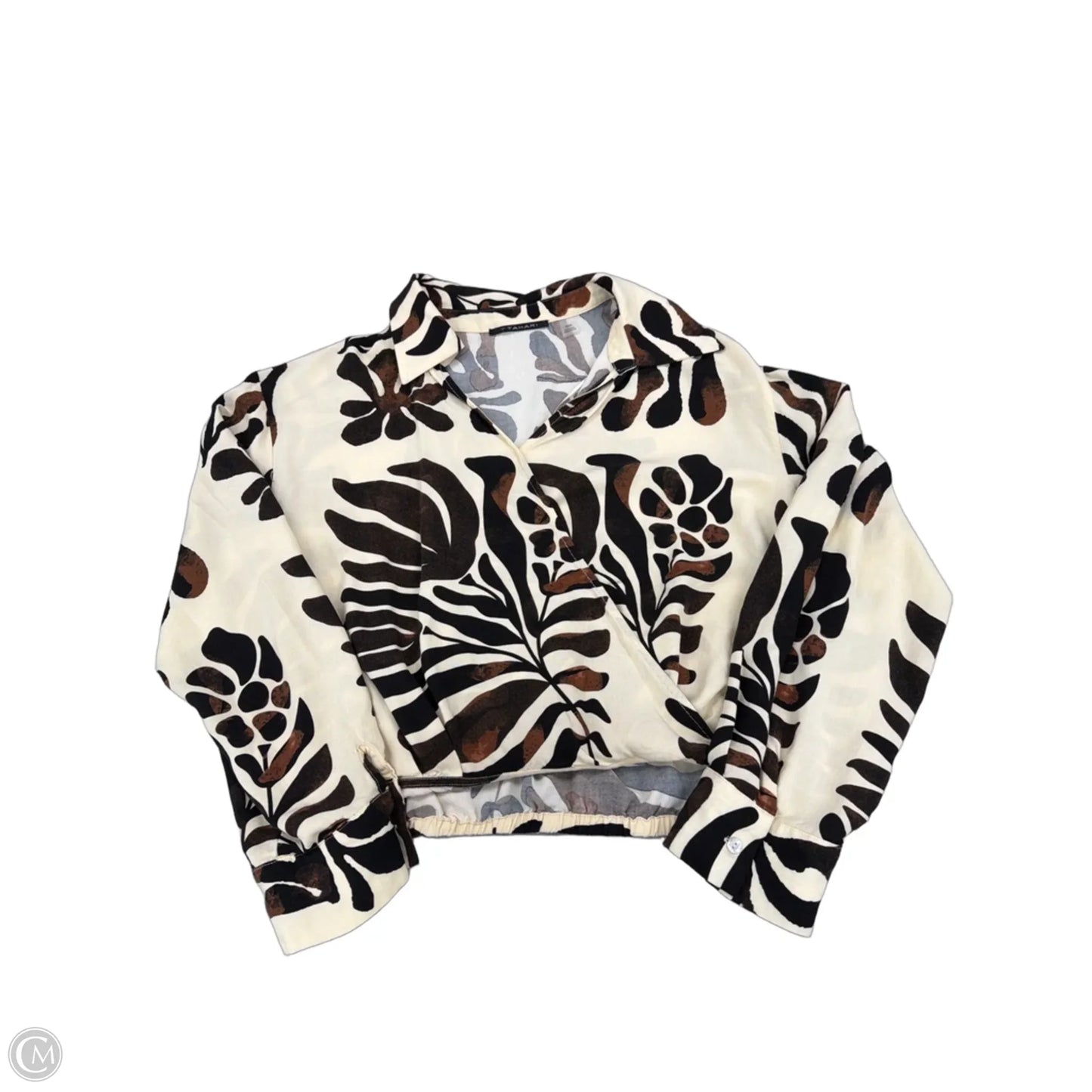 Top 2pc Long Sleeve By Tahari In Brown & Cream, Size: M