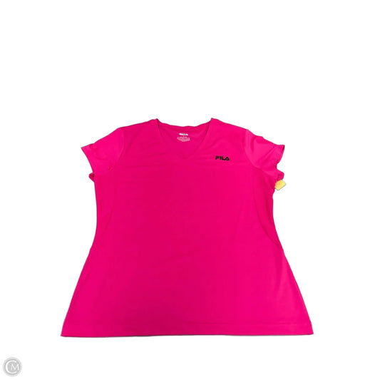 Athletic Top Short Sleeve By Fila In Pink, Size: Xl