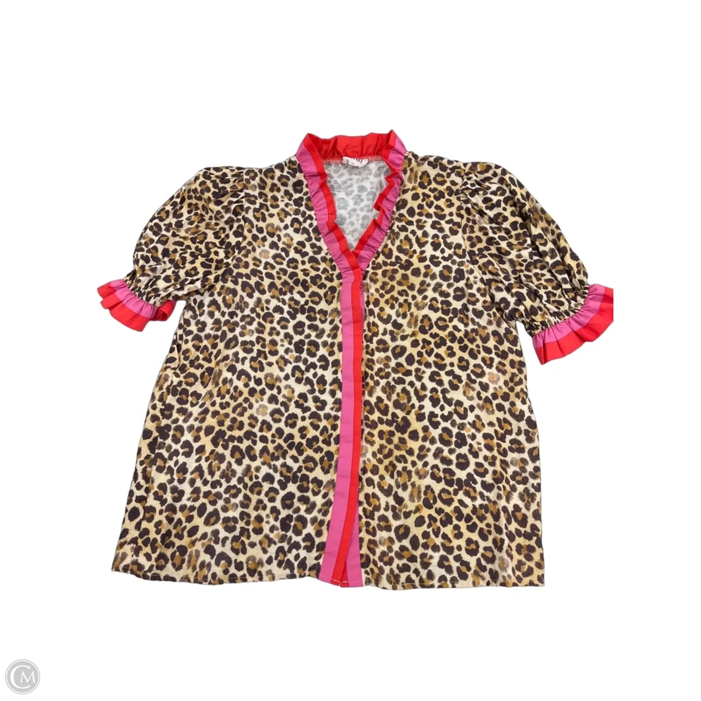 Top Short Sleeve By Bibi In Leopard Print, Size: M