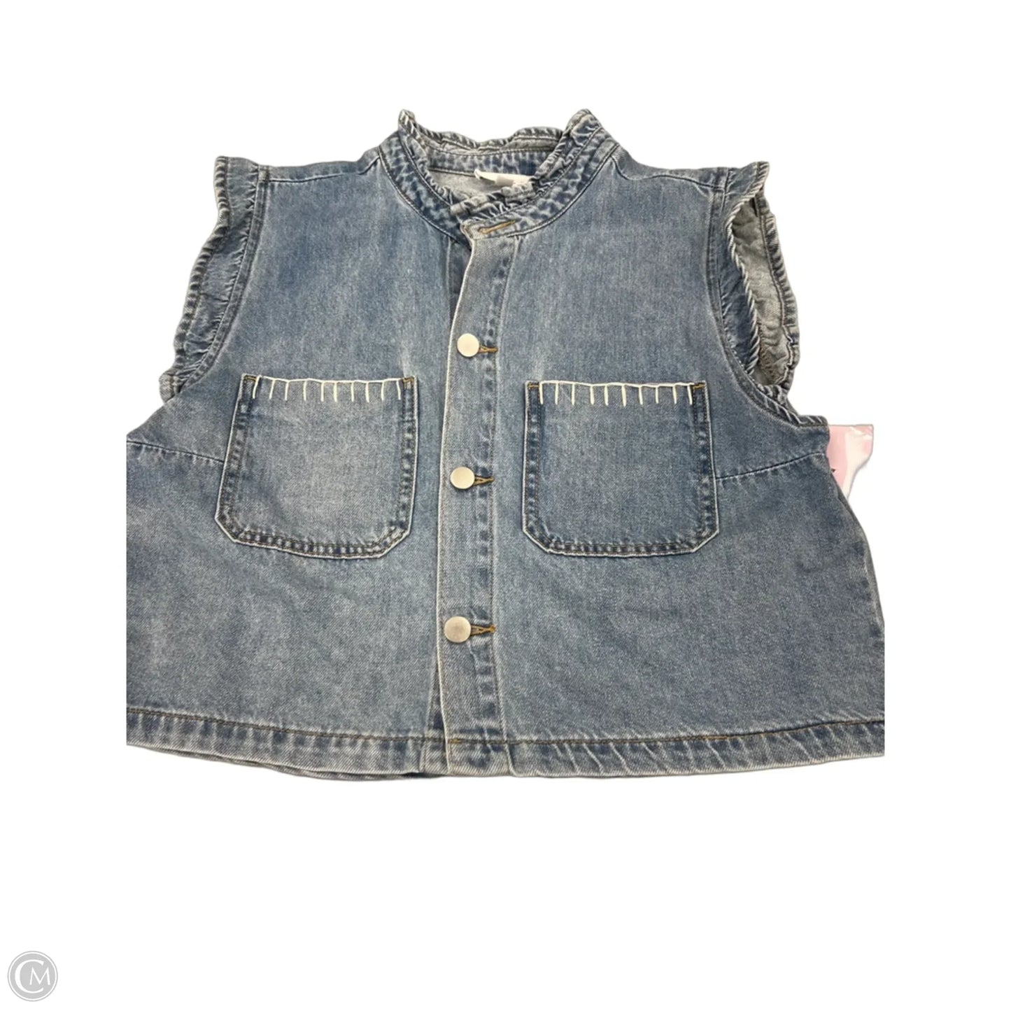 Top Sleeveless By Ee Some In Blue Denim, Size: L