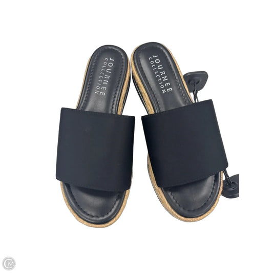 Sandals Heels Wedge By Journee In Black & Cream, Size: 7