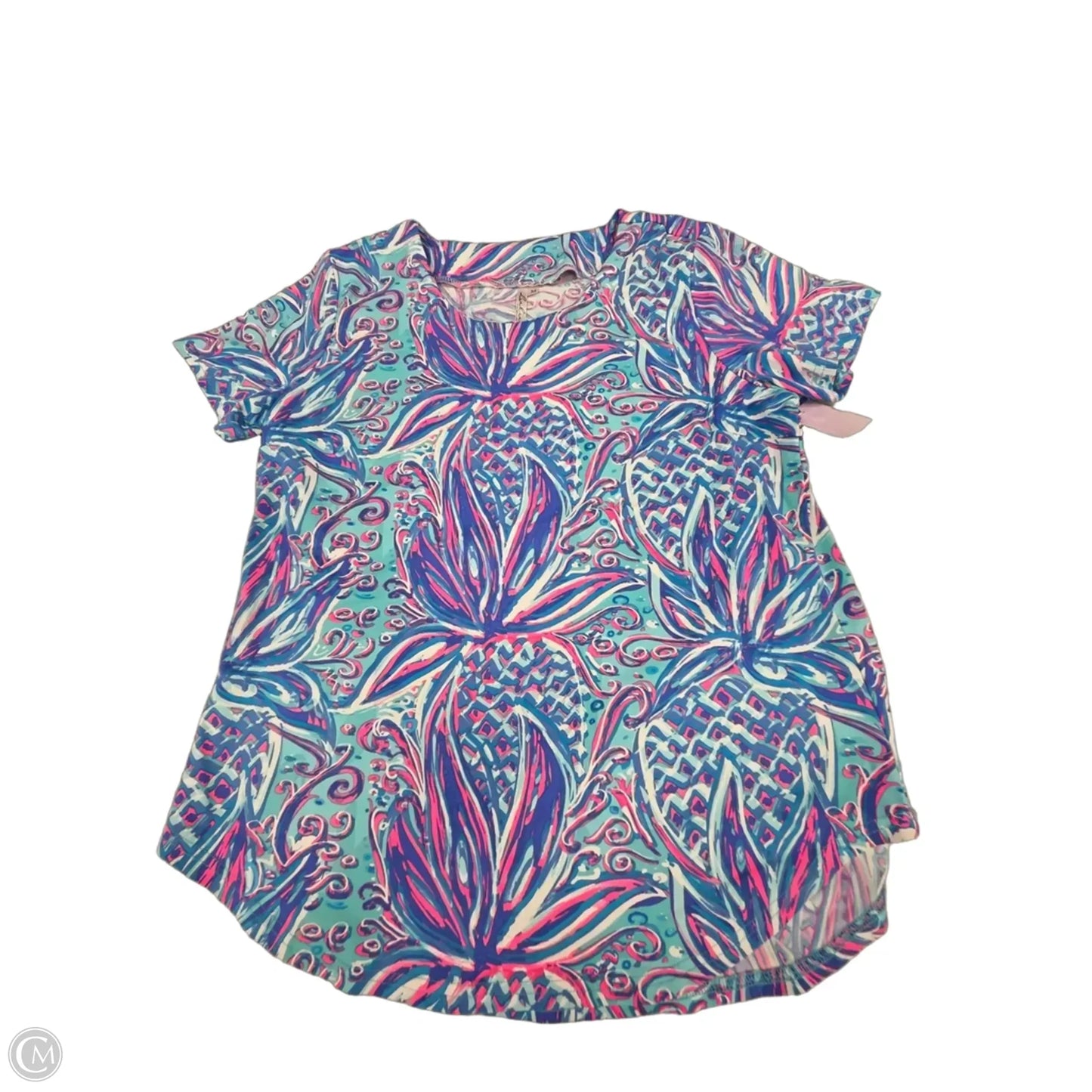 Top Short Sleeve By Lulu B In Blue & Pink, Size: M
