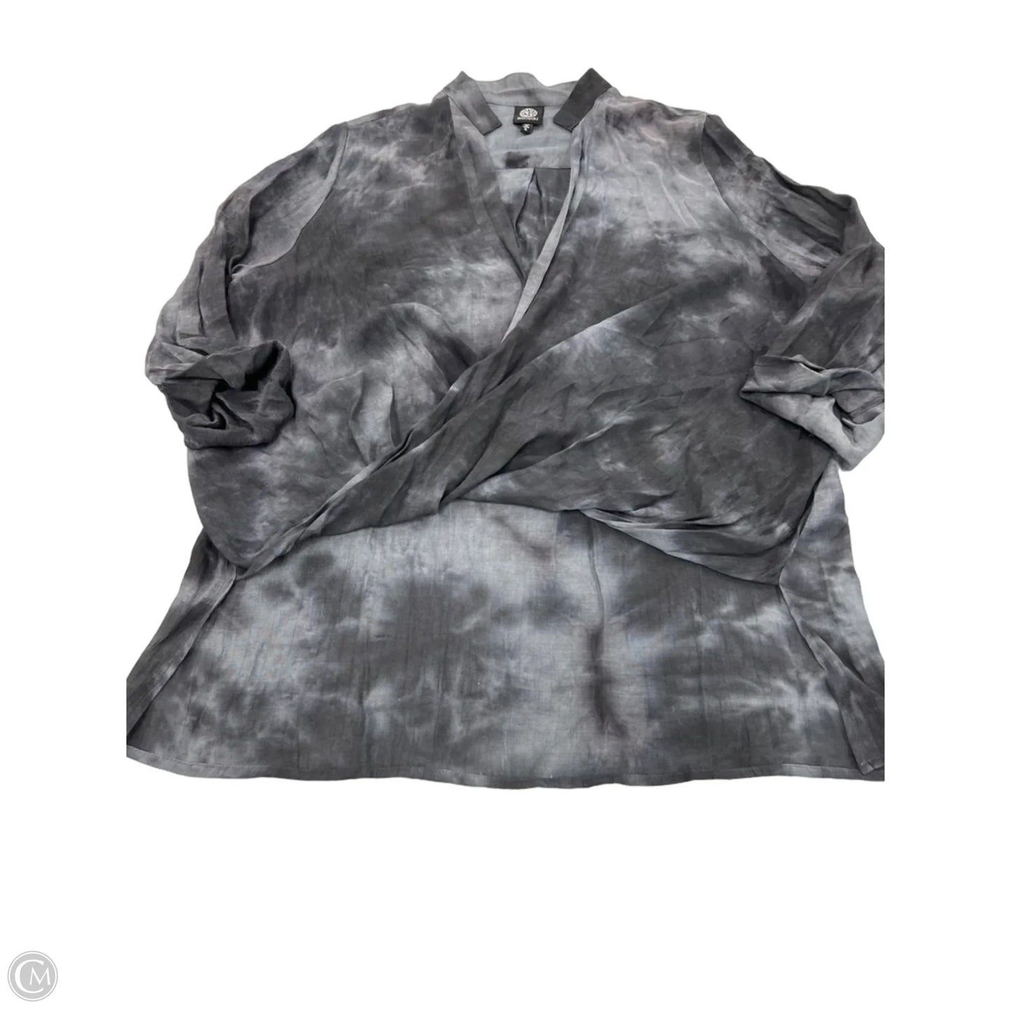 Top Long Sleeve By Bobeau In Black & Grey, Size: Xl