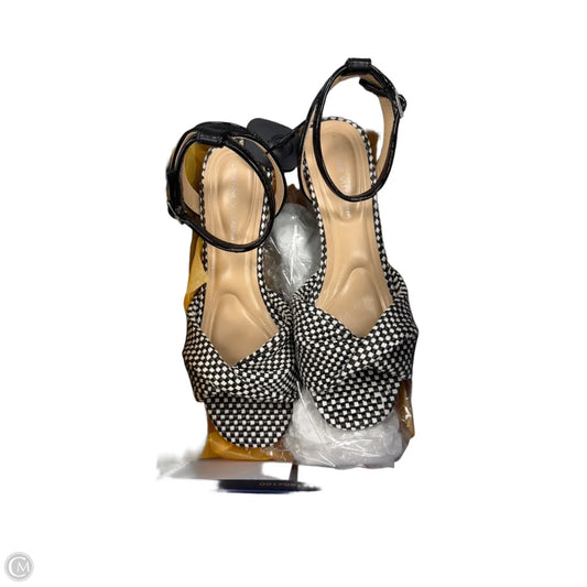 Sandals Heels Wedge By Adrienne Vittadini In Black & White, Size: 7