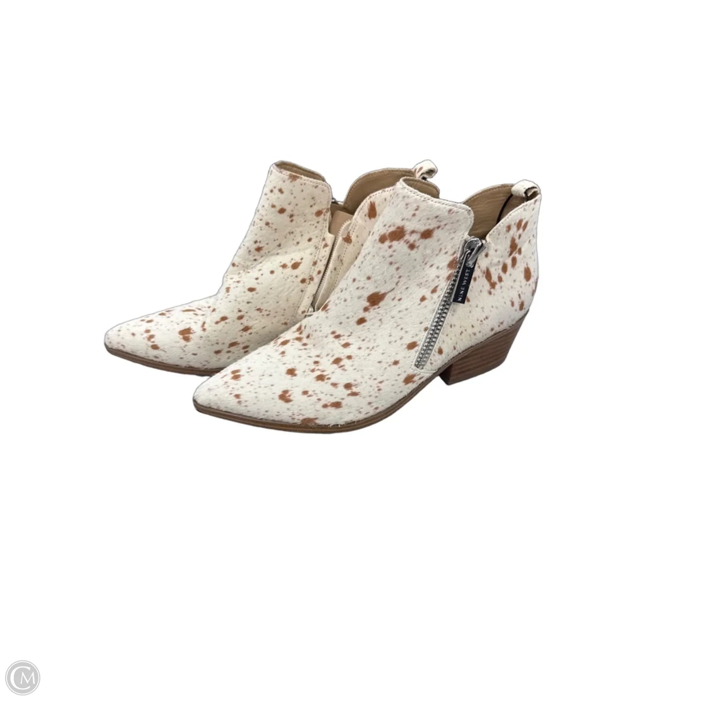 Boots Ankle Heels By Nine West In Tan & White, Size: 8