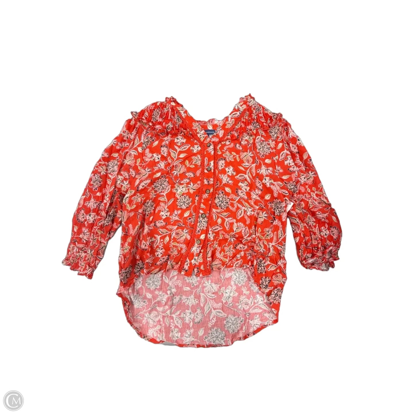 Top 3/4 Sleeve By Democracy In Red, Size: Lp