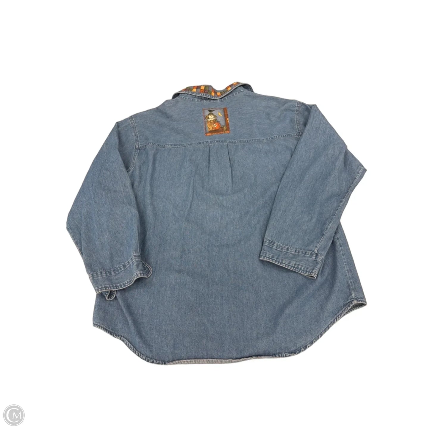 Top Long Sleeve By Cme In Blue Denim, Size: Xl