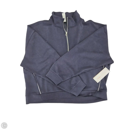 Athletic Top Long Sleeve Collar By Yogalicious In Navy, Size: L