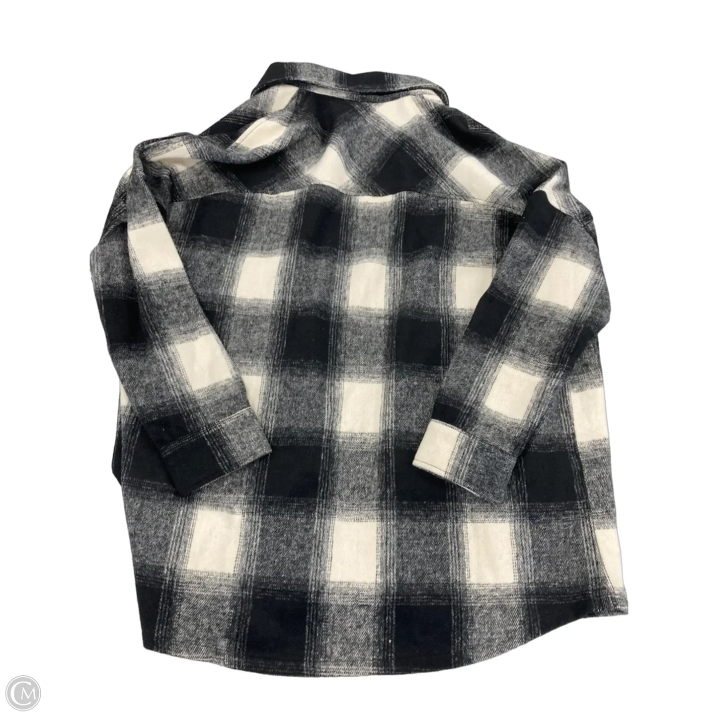 Jacket Shirt By Zenana In Black & Cream, Size: S