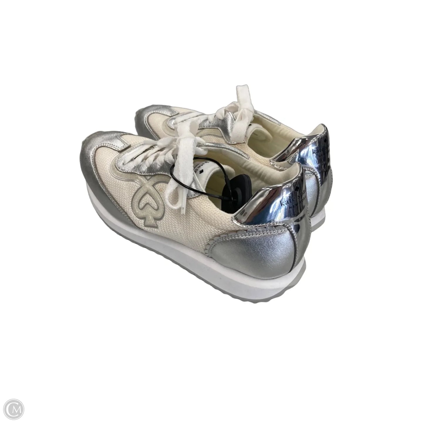 Shoes Designer By Kate Spade In Silver & White, Size: 7