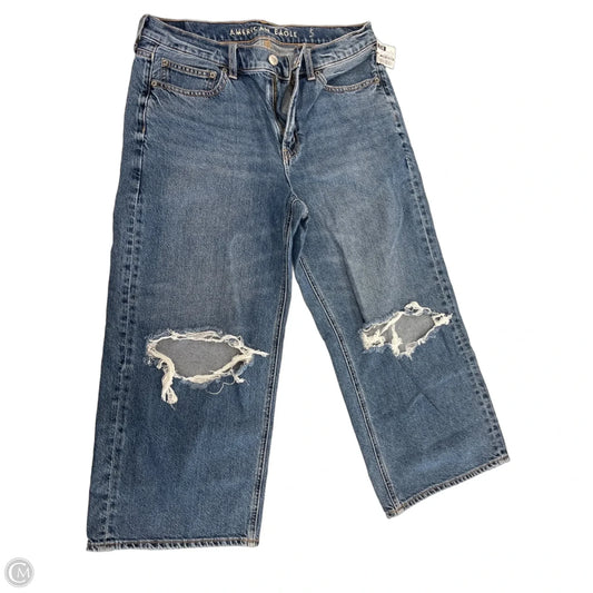 Jeans Cropped By American Eagle In Blue Denim, Size: 8