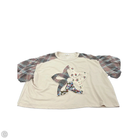 Top Short Sleeve By Oddi In Brown & Cream, Size: S