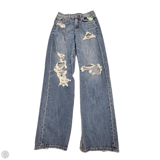 Jeans Straight By American Eagle In Blue Denim, Size: 0