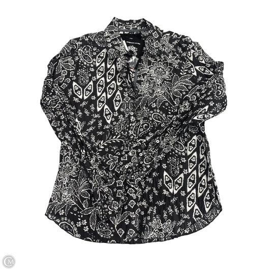 Top Long Sleeve By Cmb In Black & White, Size: Xl