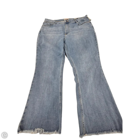 Jeans Flared By Wrangler In Blue Denim, Size: 14