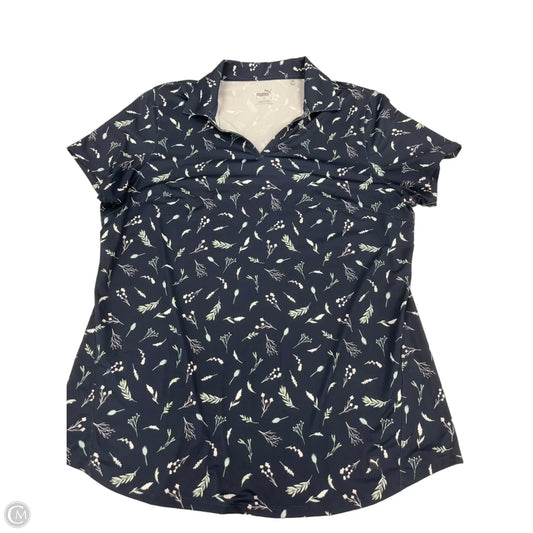 Athletic Top Short Sleeve By Puma In Navy, Size: L
