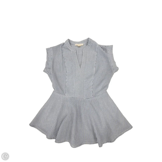 Top Short Sleeve By Monteau In Blue & White, Size: M