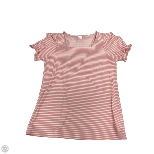 Top Short Sleeve By Cmf In Pink & White, Size: M