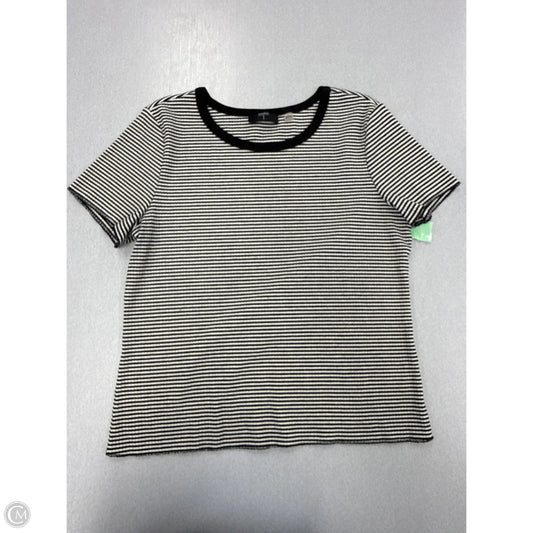 Top Short Sleeve By Tahari In Black & White, Size: L
