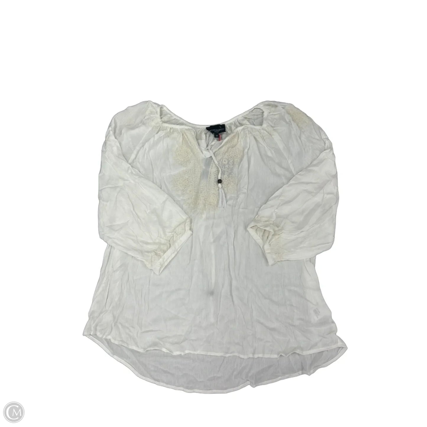 Top Long Sleeve By Cynthia Rowley In White, Size: 2x