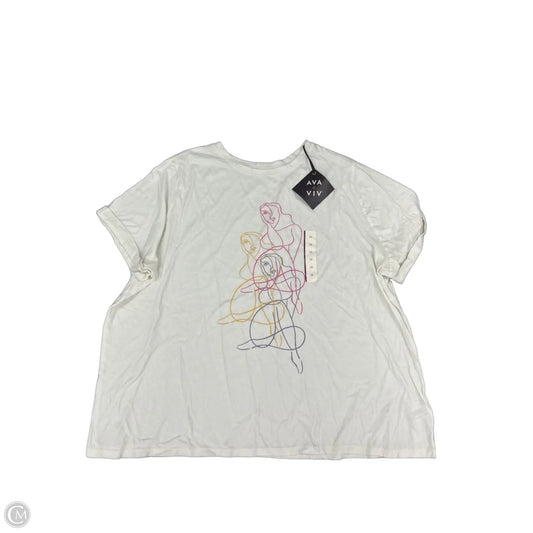 Top Short Sleeve By Ava & Viv In White, Size: 3x