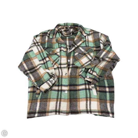 Jacket Shirt By Cmc In Green & Tan, Size: L