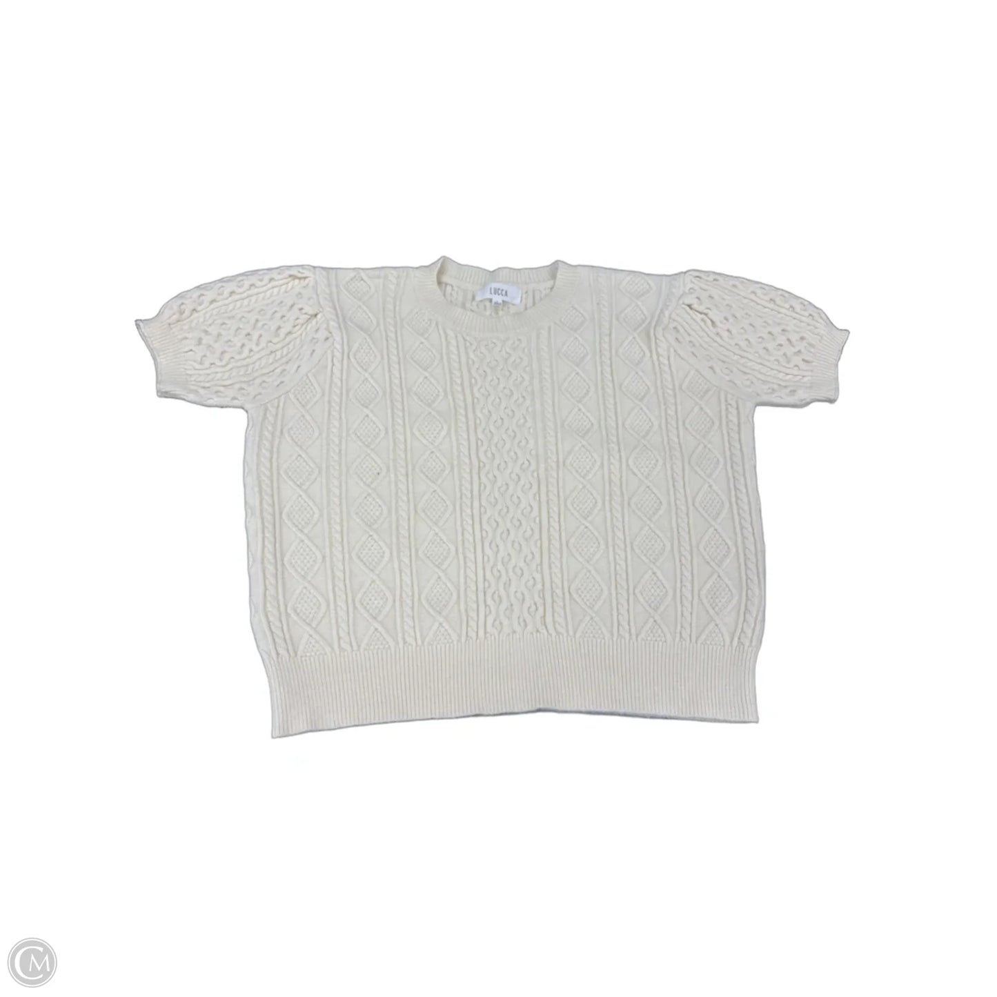 Top Short Sleeve By Lucca Couture In Cream, Size: L