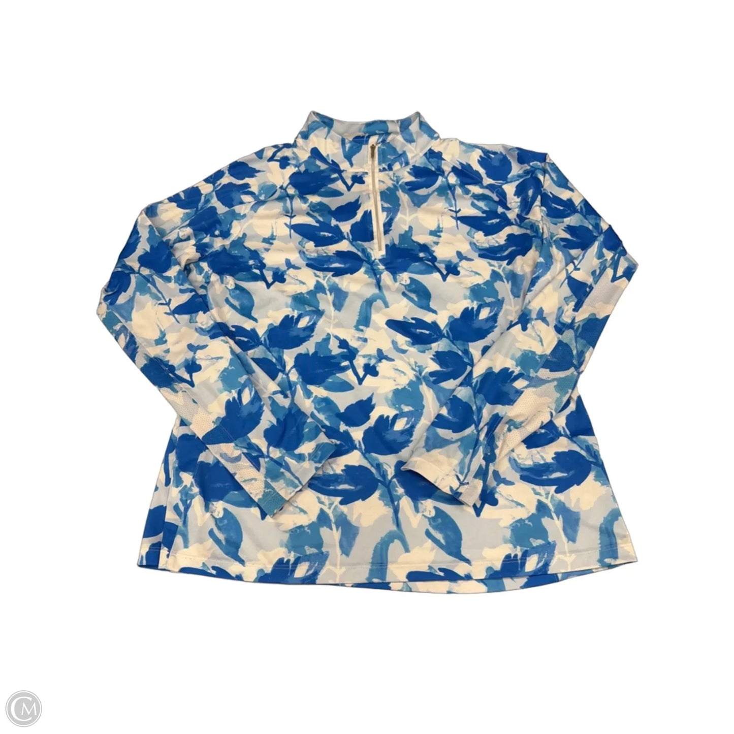 Athletic Top Long Sleeve Collar By Lady Hagen In Blue & White, Size: Xl