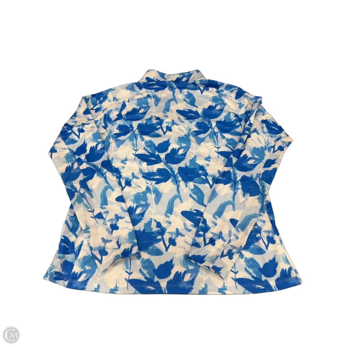 Athletic Top Long Sleeve Collar By Lady Hagen In Blue & White, Size: Xl