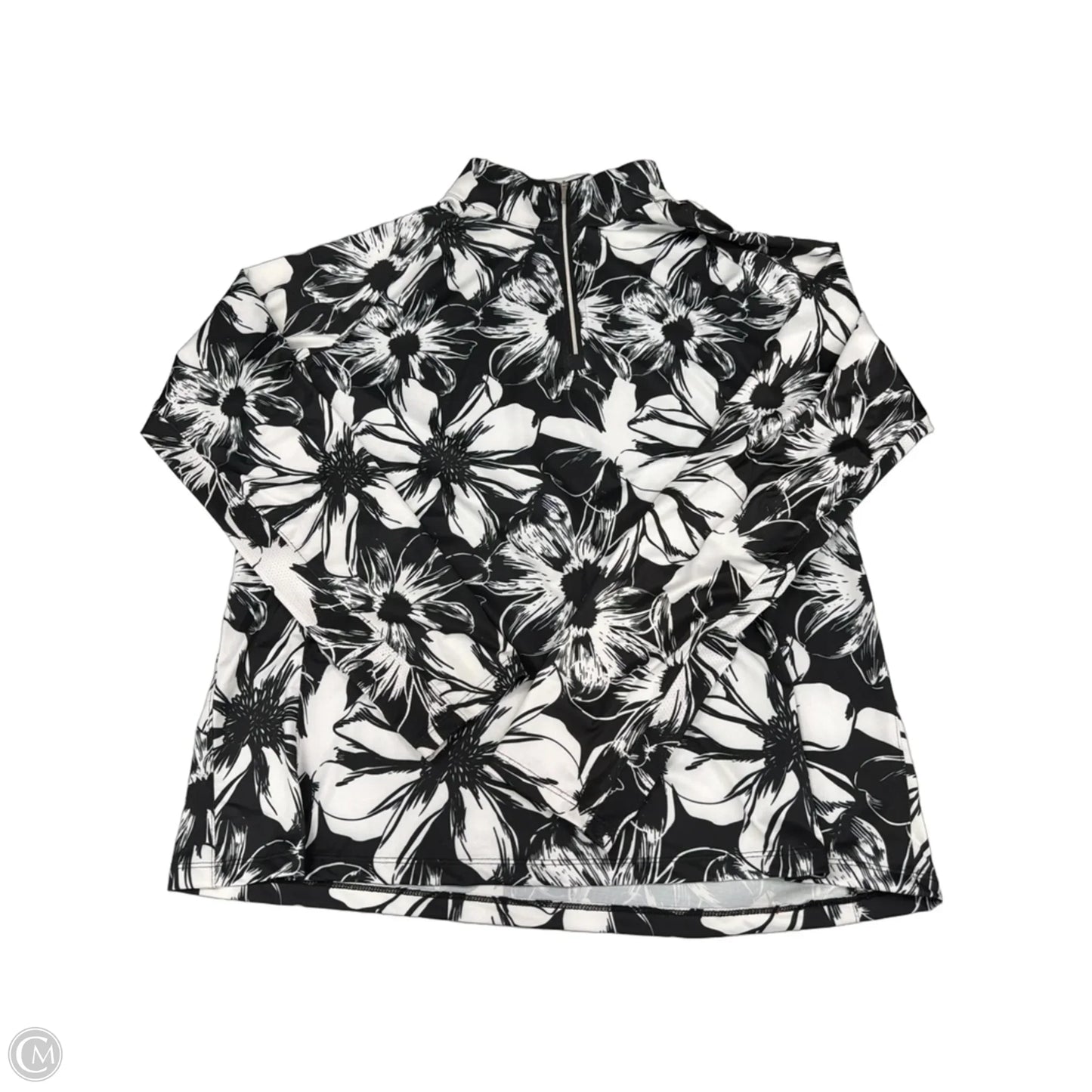 Athletic Top Long Sleeve Collar By Lady Hagen In Black & White, Size: Xl