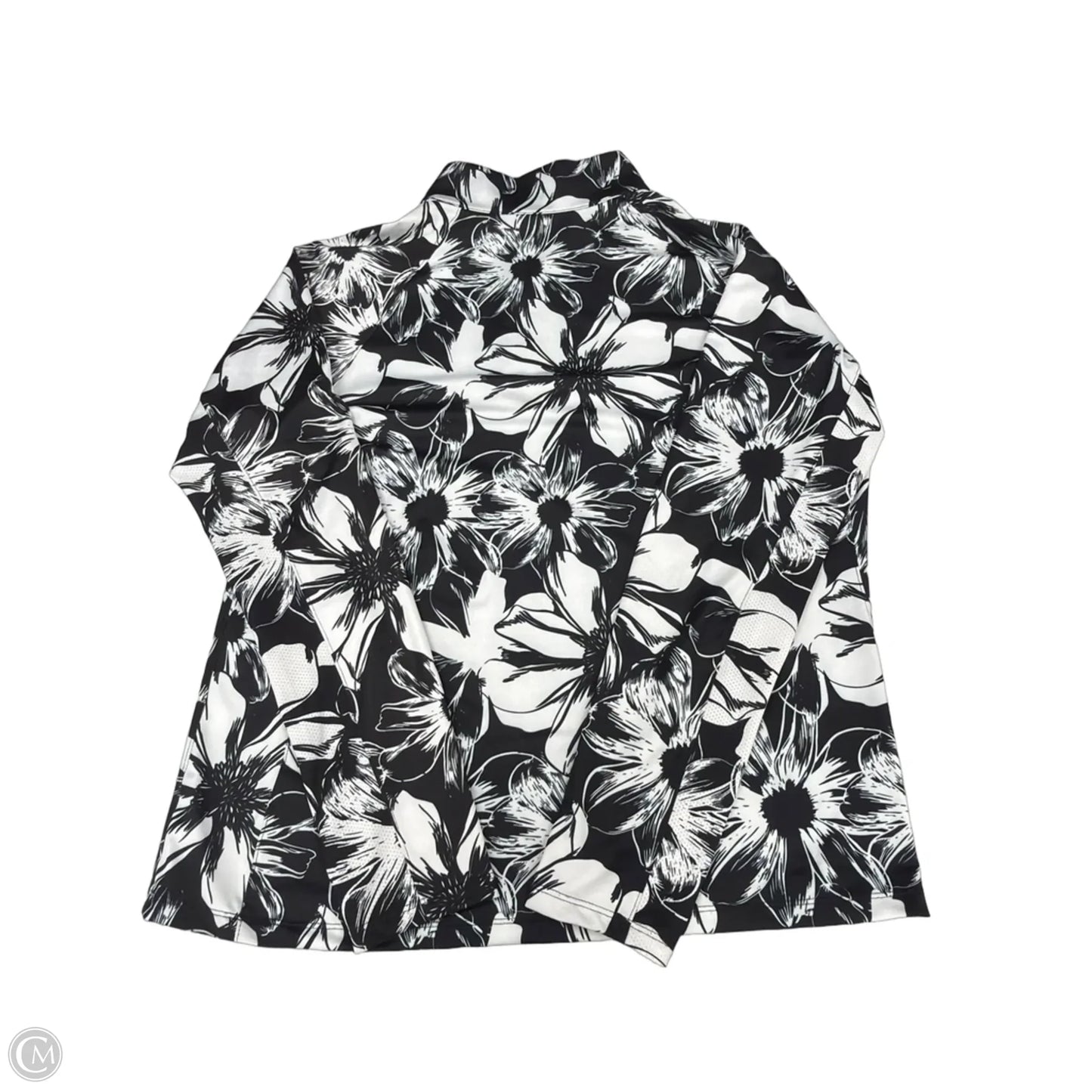 Athletic Top Long Sleeve Collar By Lady Hagen In Black & White, Size: Xl