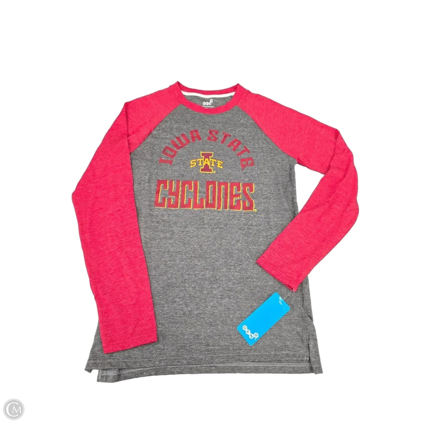 Top Long Sleeve By Cme In Grey & Red, Size: Xl