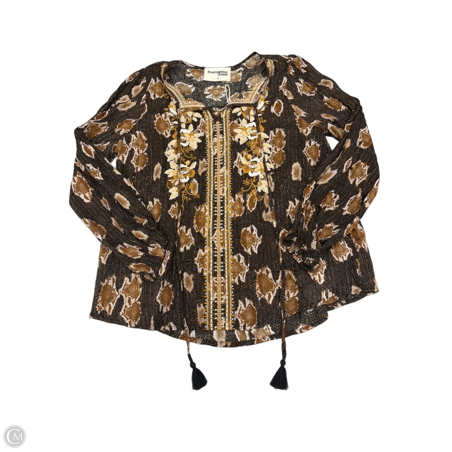 Top Long Sleeve By Savanna Jane In Brown, Size: S