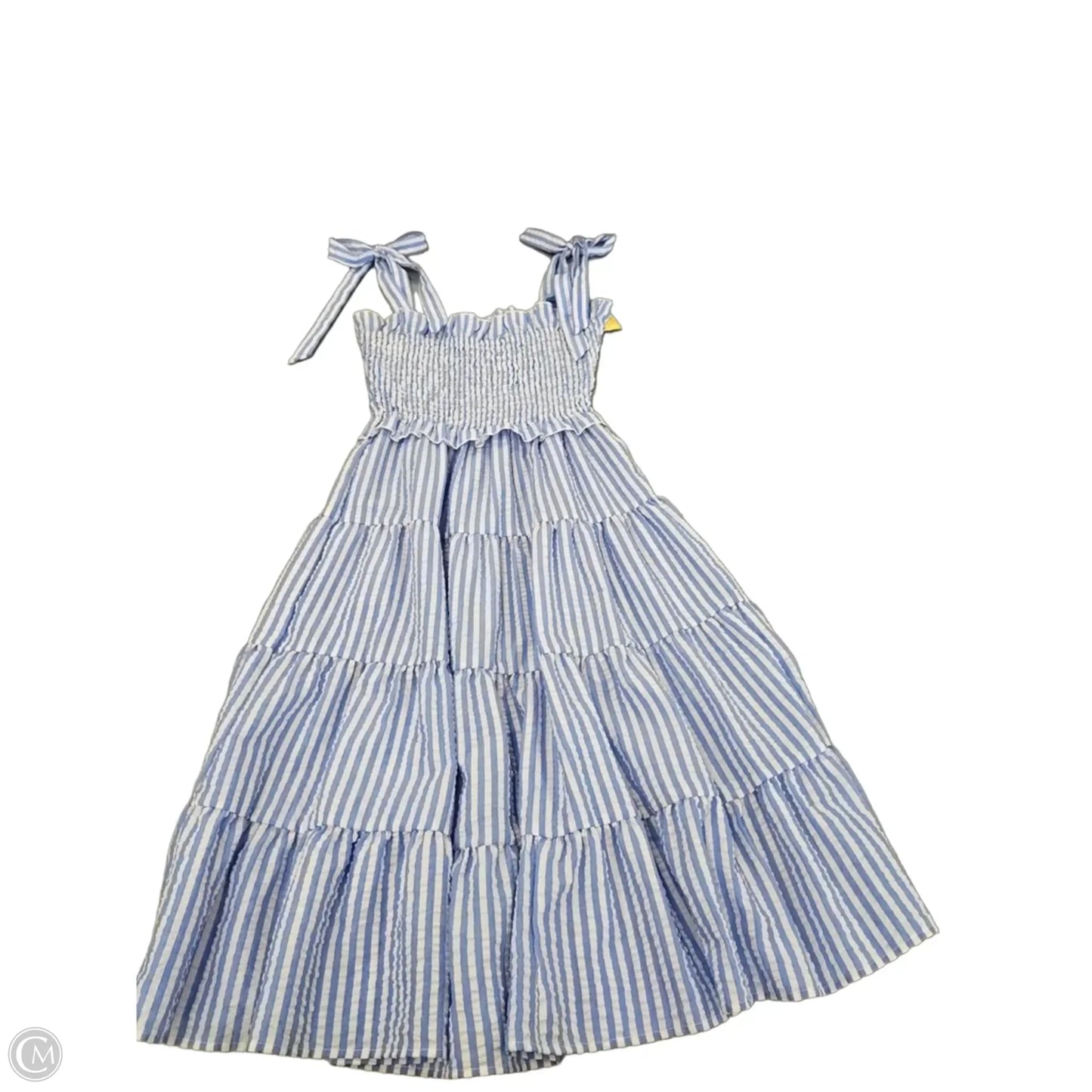 Dress Casual Midi By Cmf In Blue & White, Size: S