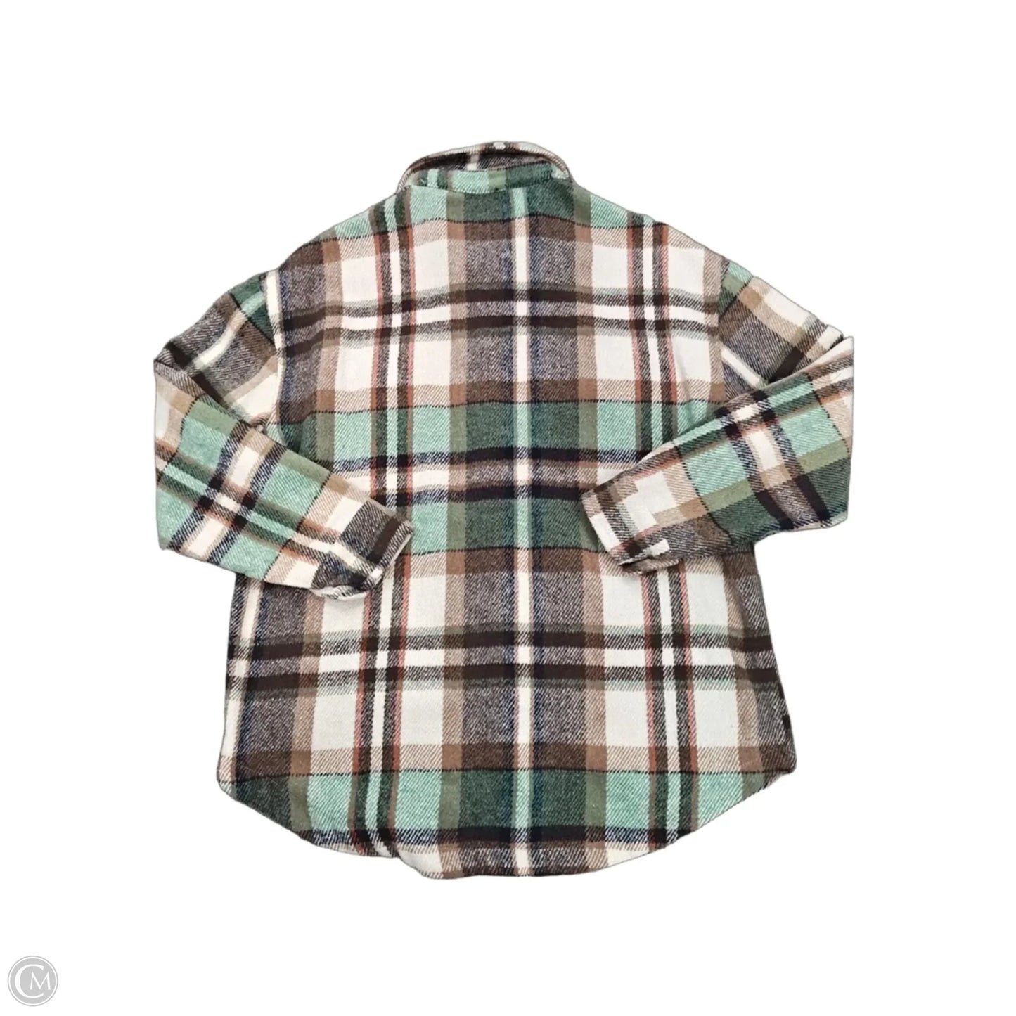 Jacket Shirt By Staccato In Cream & Green, Size: M