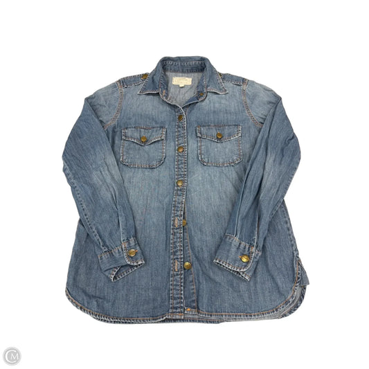 Top Long Sleeve By Current Elliott In Blue Denim, Size: M