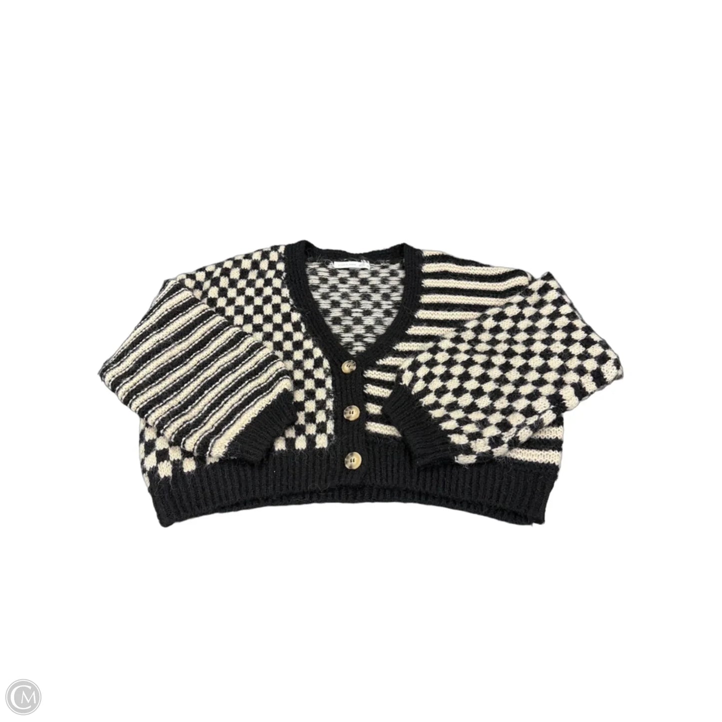 Sweater Cardigan By Altard State In Checkered Pattern, Size: M