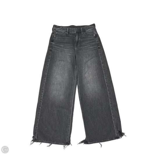 Jeans Wide Leg By American Eagle In Black Denim, Size: 4