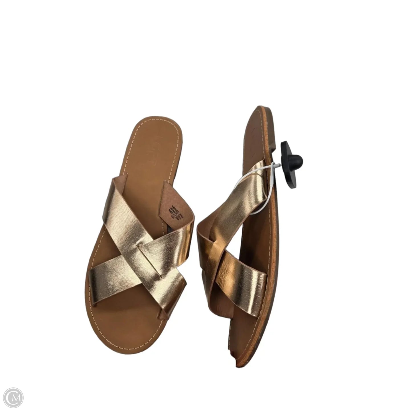 Sandals Flats By Loft In Brown & Gold, Size: 10