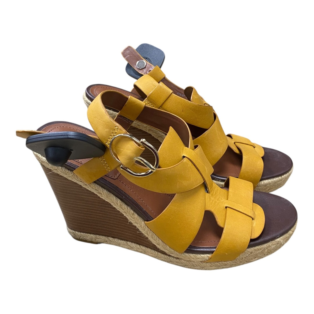 Sandals Heels Wedge By Cole-Haan In Gold, Size:7