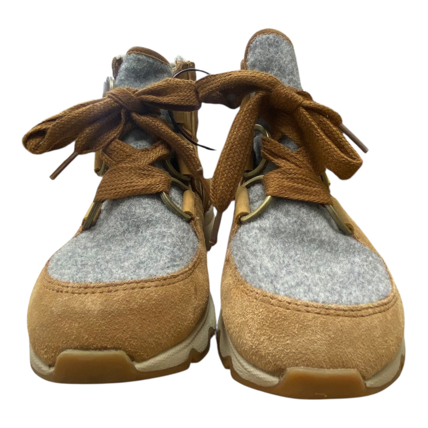 Boots Designer By Sorel In Brown & Grey, Size:6.5