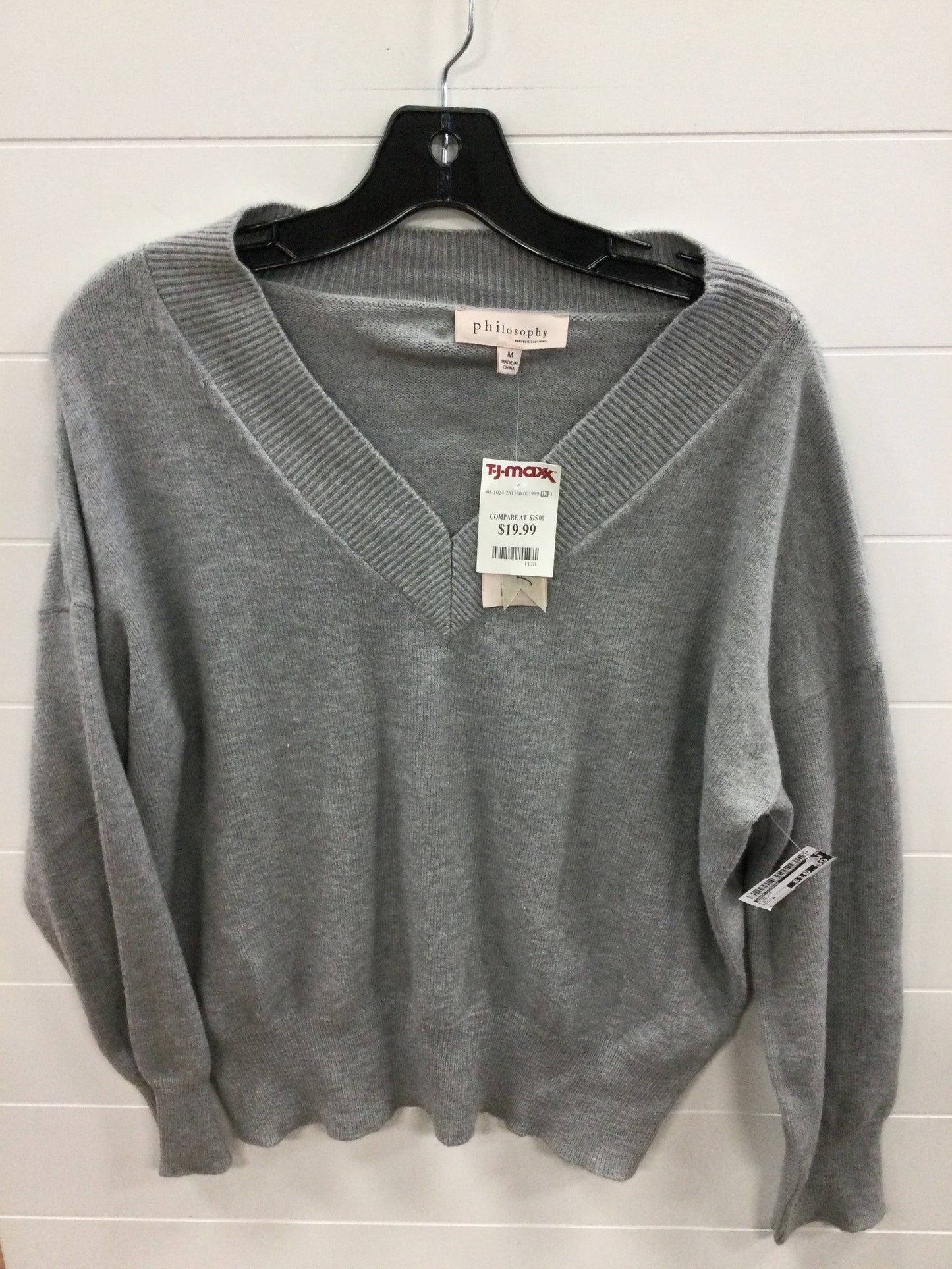 Top Ls By Philosophy In Grey, Size:M