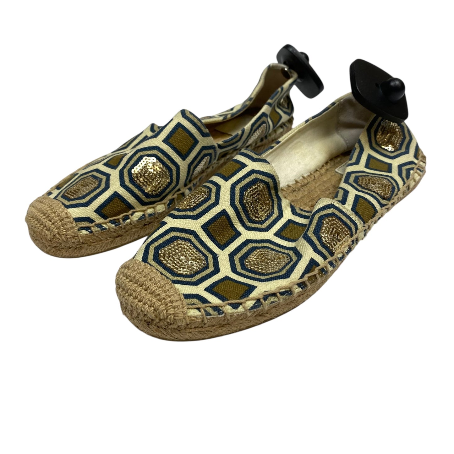 Shoes Designer By Tory Burch In Blue & Cream, Size:6