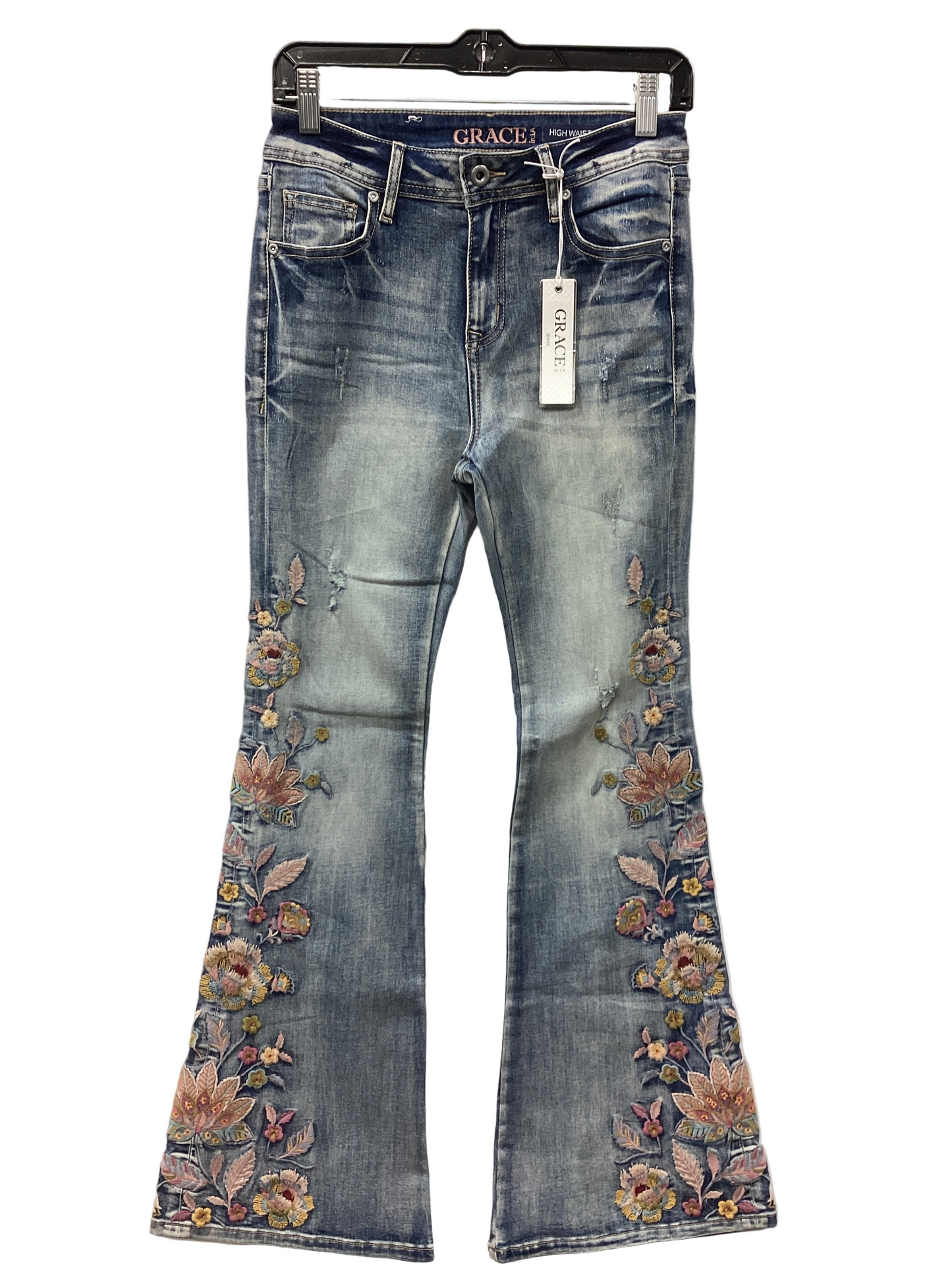 Jeans Flared By Grace In Blue Denim, Size:4