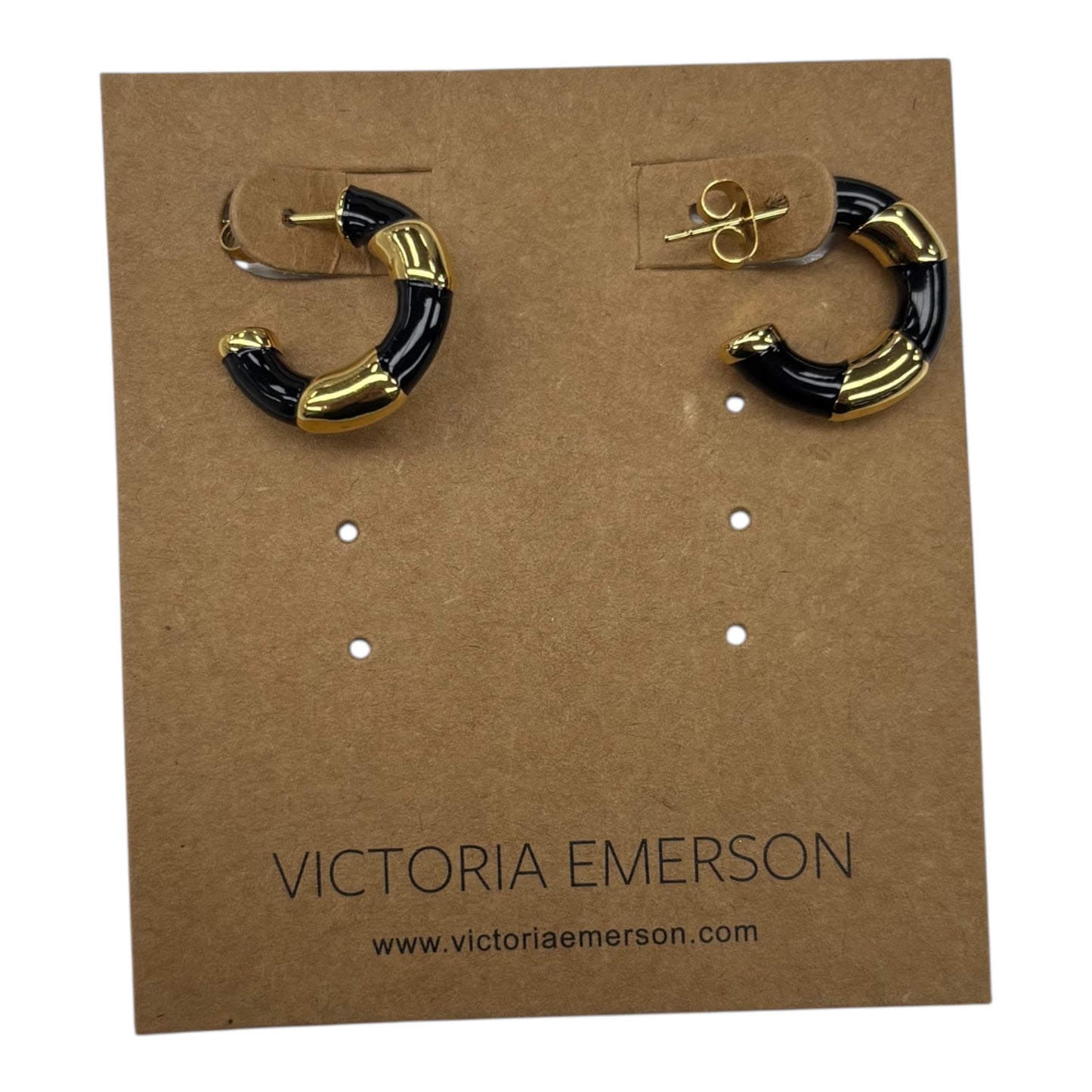 EARRINGS HOOP by VICTORIA EMERSON In BLACK & GOLD