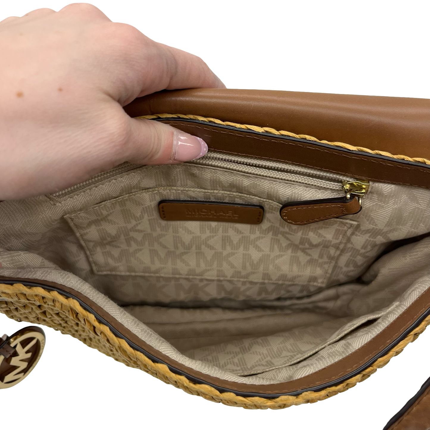 Crossbody Designer By Michael Kors In Tan, Size:Medium