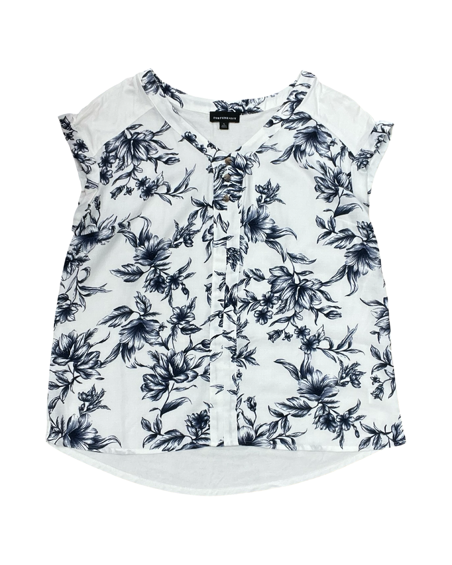 Top Ss By Fortune & Ivy In Blue & White, Size:Xl